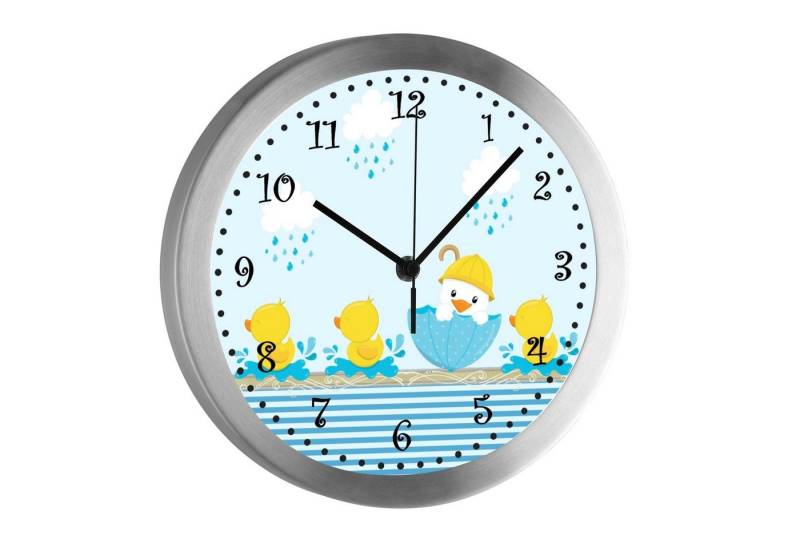 CreaDesign Funkwanduhr Funkuhr, Kinder Wanduhr, Kinderuhr, Kinderzimmer Ente (geräuscharmes Uhrwerk) von CreaDesign