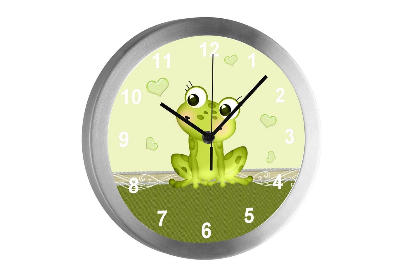 CreaDesign Funkwanduhr Funkuhr, Kinder Wanduhr, Kinderuhr, Kinderzimmer Frosch (geräuscharmes Uhrwerk) von CreaDesign