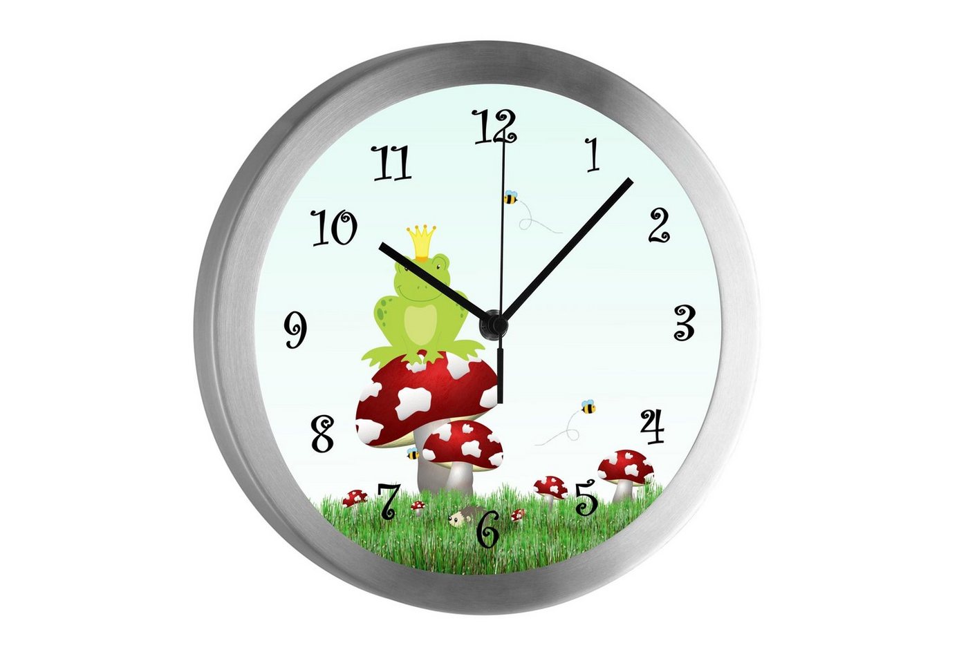 CreaDesign Funkwanduhr Funkuhr, Kinder Wanduhr, Kinderuhr, Kinderzimmer Froschkönig (geräuscharmes Uhrwerk) von CreaDesign