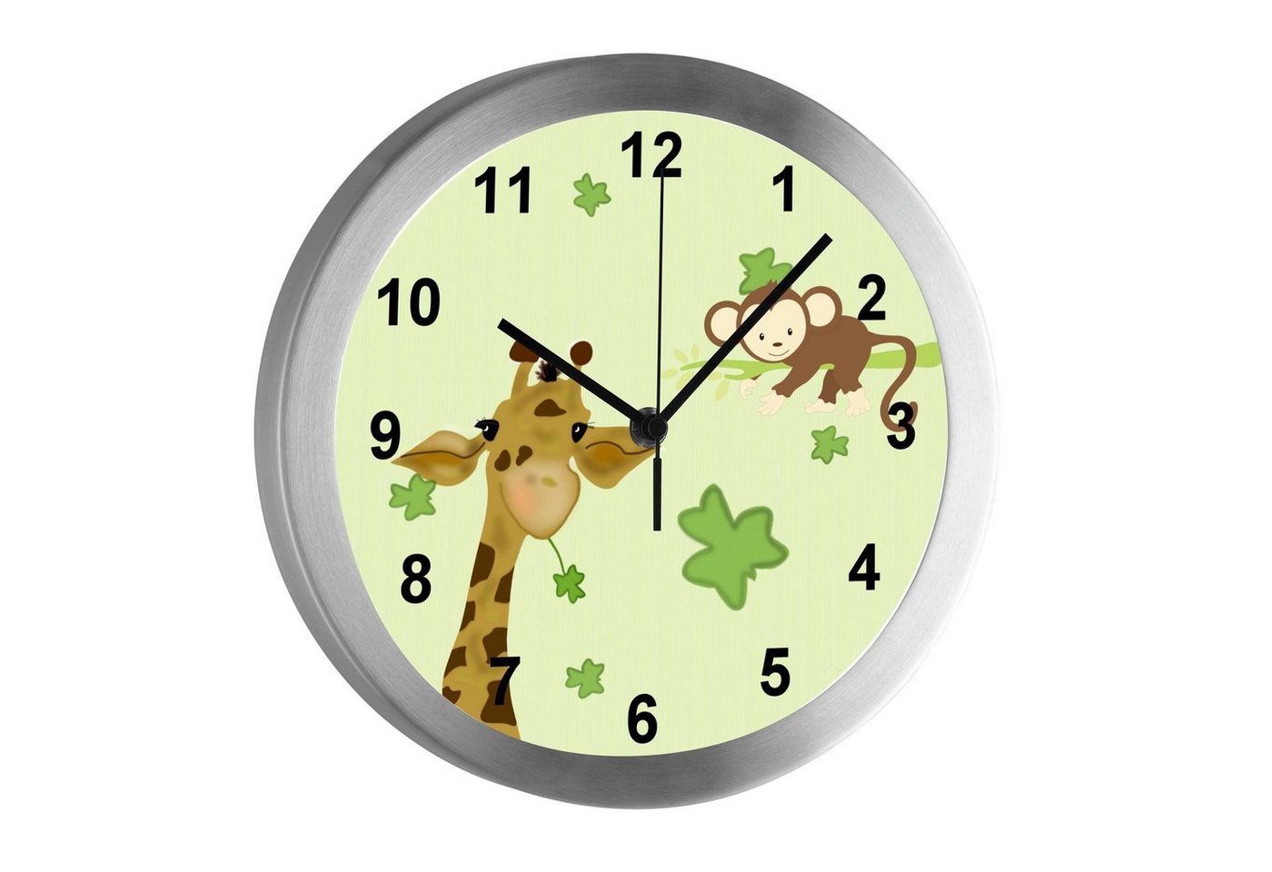 CreaDesign Funkwanduhr Funkuhr, Kinder Wanduhr, Kinderuhr, Kinderzimmer Giraffe-Affe (geräuscharmes Uhrwerk) von CreaDesign