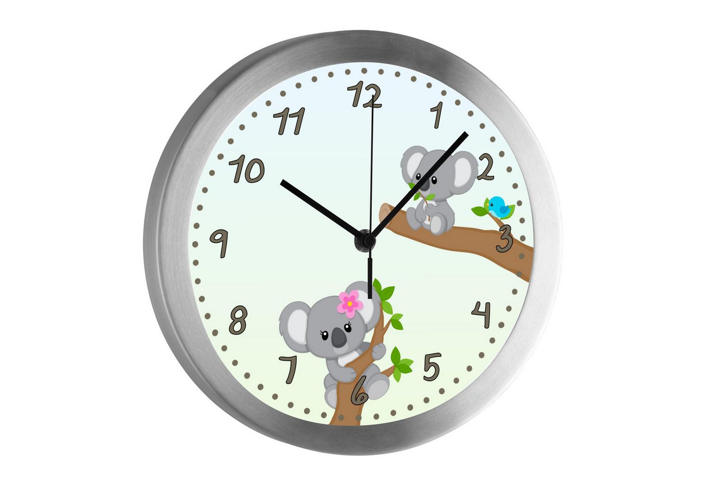 CreaDesign Funkwanduhr Funkuhr, Kinder Wanduhr, Kinderuhr, Kinderzimmer Koala Bär blau (geräuscharmes Uhrwerk) von CreaDesign