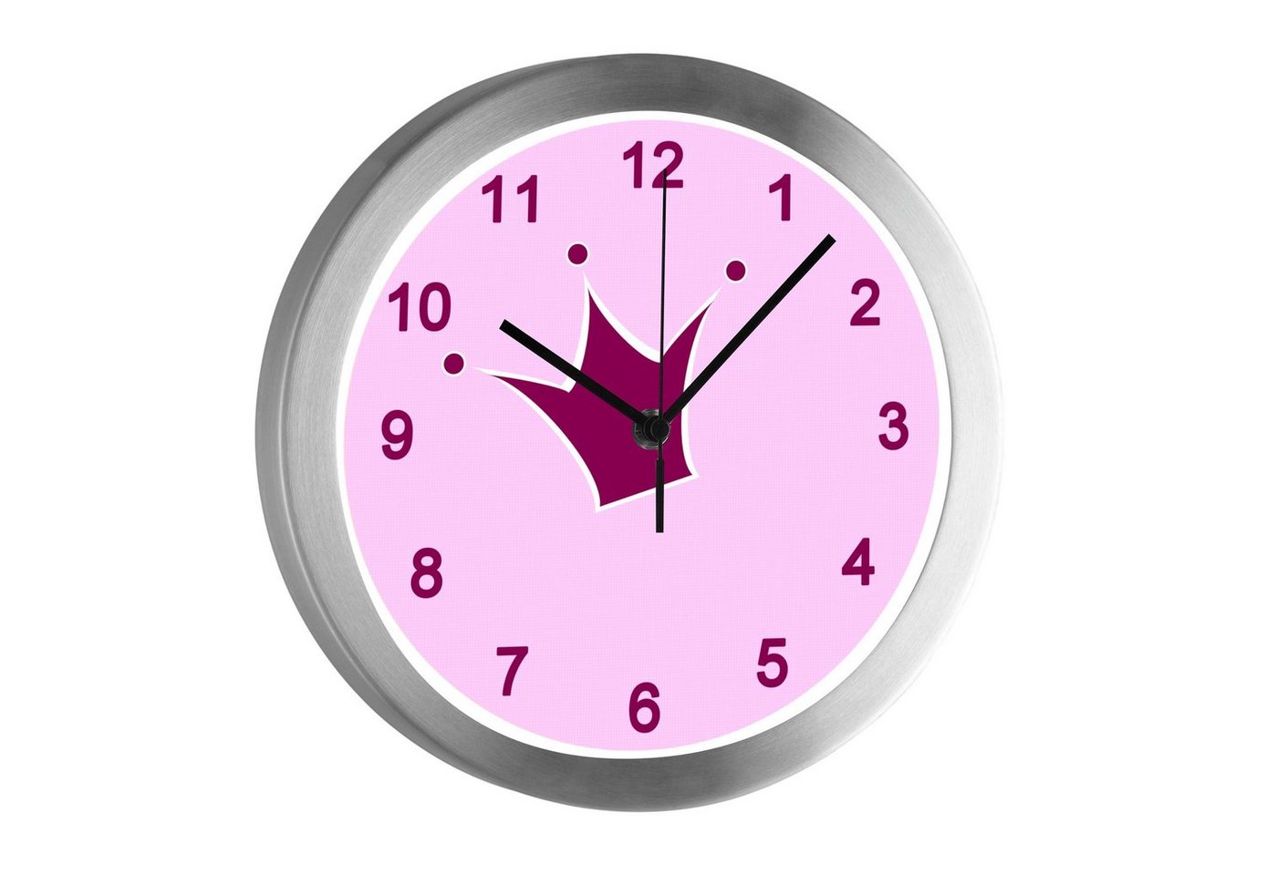 CreaDesign Funkwanduhr Funkuhr, Kinder Wanduhr, Kinderuhr, Kinderzimmer Krone rosa (geräuscharmes Uhrwerk) von CreaDesign