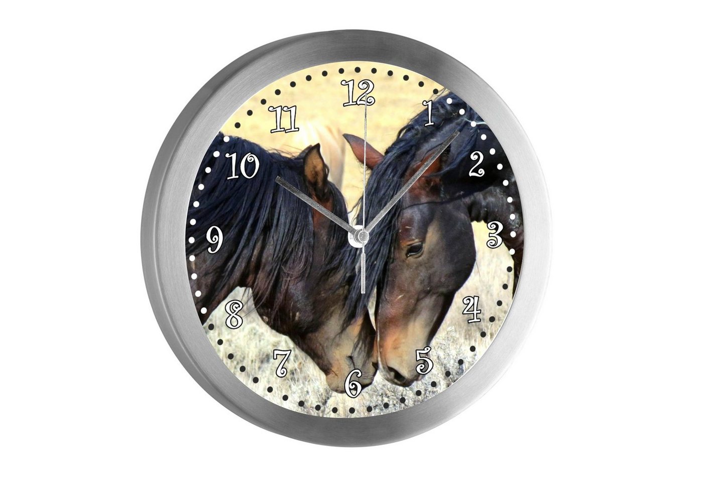 CreaDesign Funkwanduhr Funkuhr, Kinder Wanduhr, Kinderuhr, Kinderzimmer Paint Horses (geräuscharmes Uhrwerk) von CreaDesign