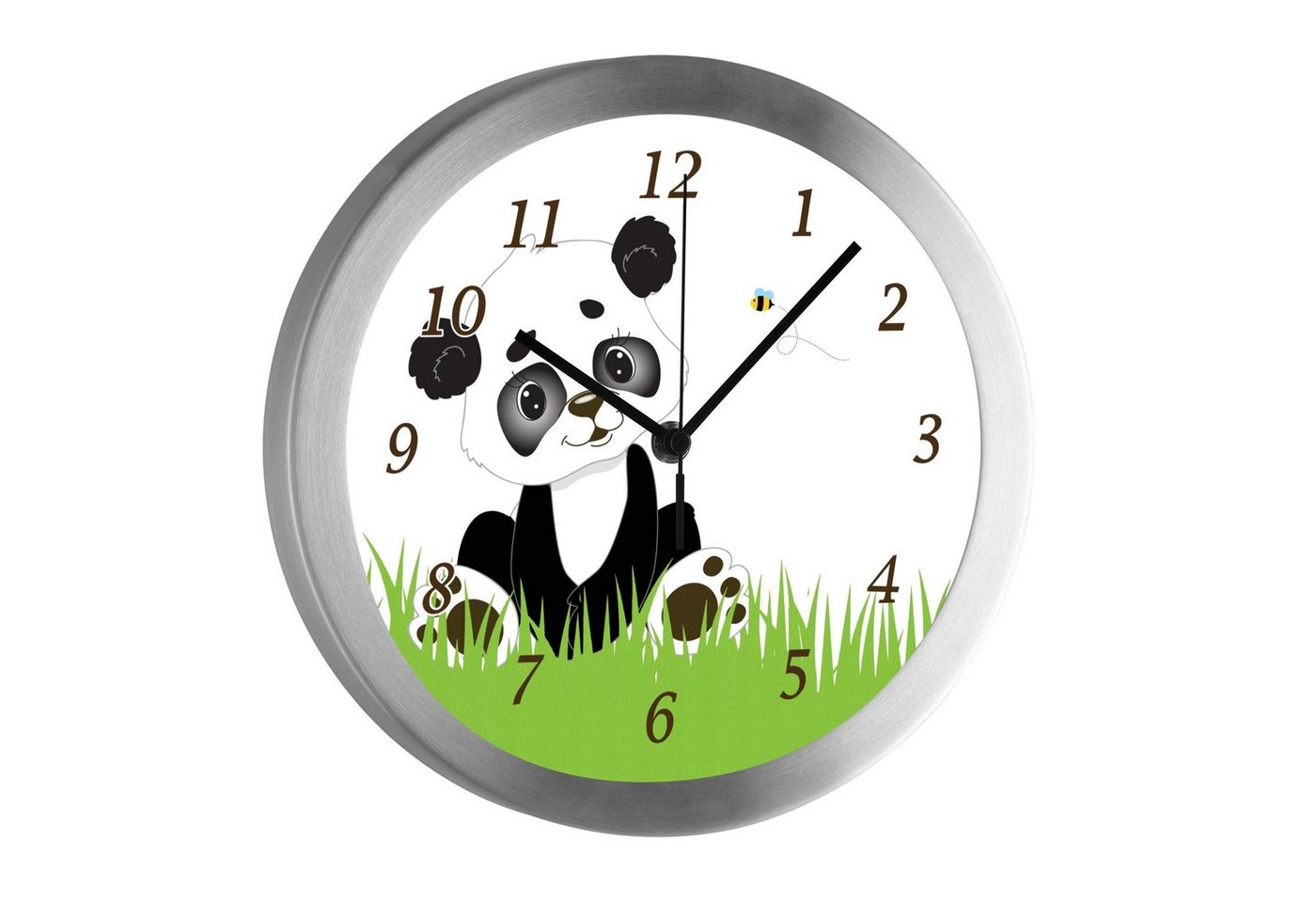 CreaDesign Funkwanduhr Funkuhr, Kinder Wanduhr, Kinderuhr, Kinderzimmer Panda Bär (geräuscharmes Uhrwerk) von CreaDesign