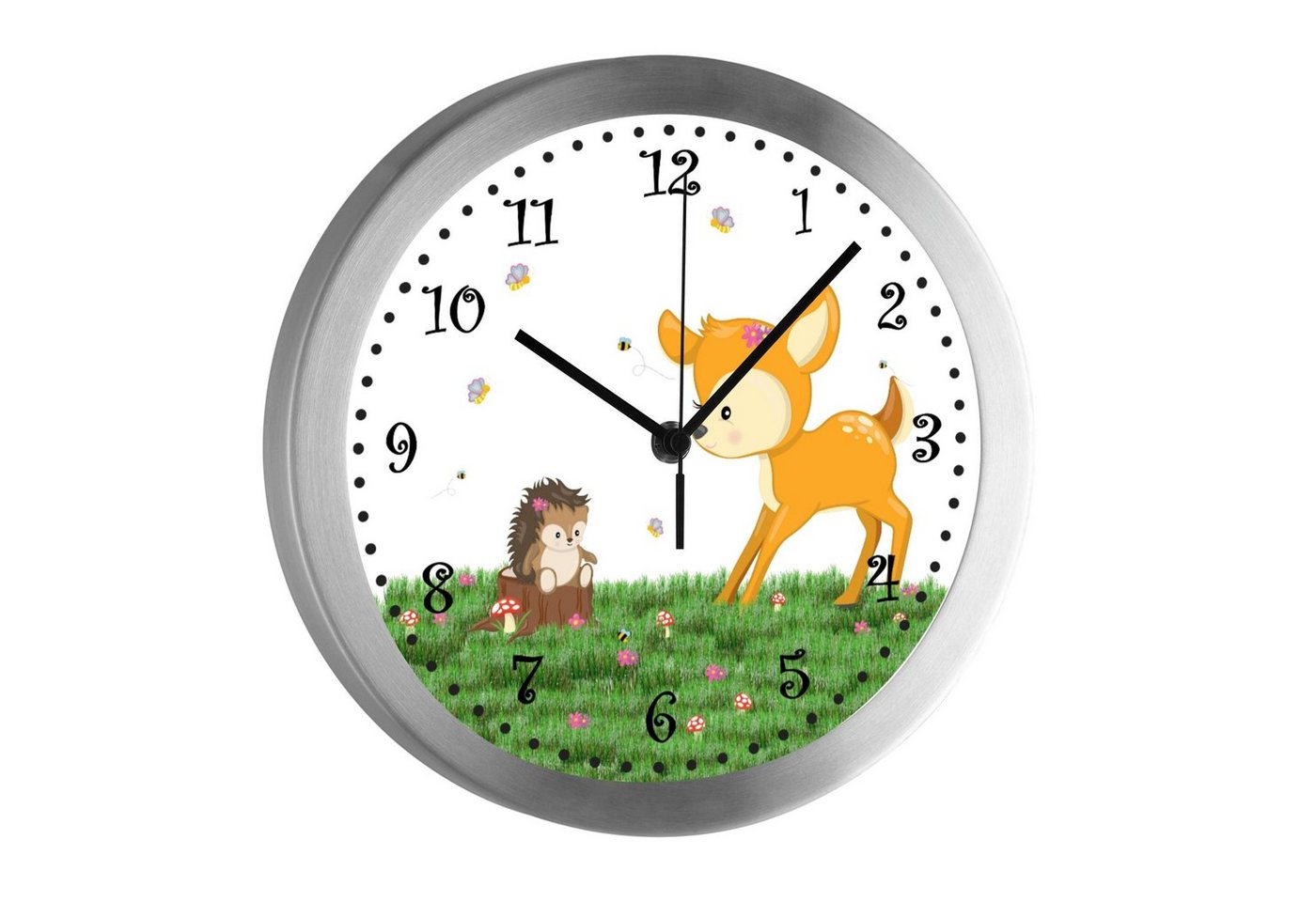 CreaDesign Funkwanduhr Funkuhr, Kinder Wanduhr, Kinderuhr, Kinderzimmer Reh (geräuscharmes Uhrwerk) von CreaDesign