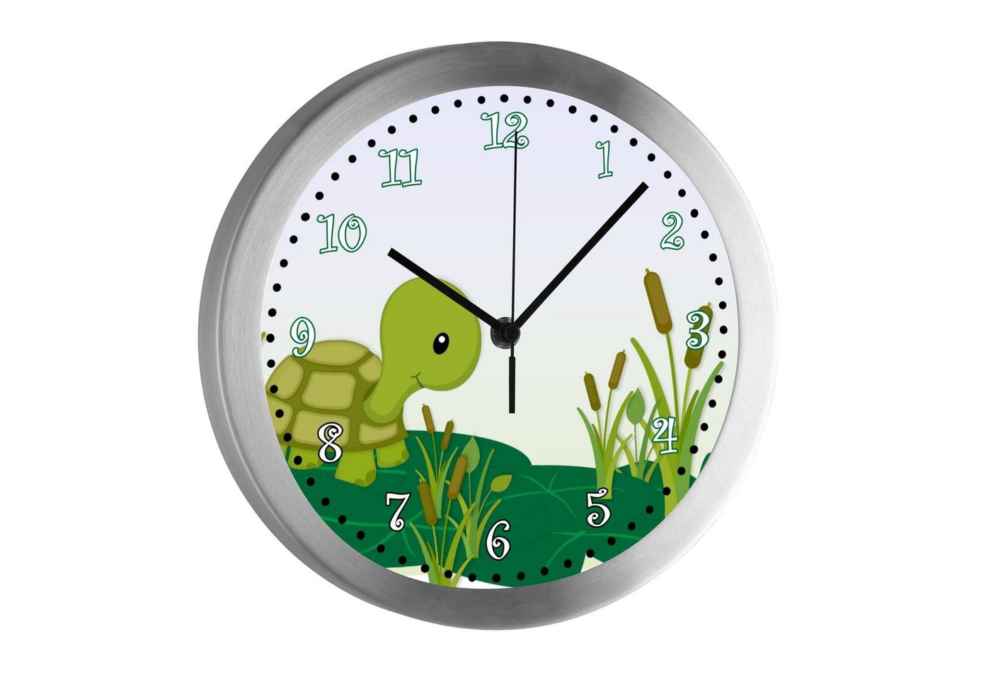 CreaDesign Funkwanduhr Funkuhr, Kinder Wanduhr, Kinderuhr, Kinderzimmer Schildkröte (geräuscharmes Uhrwerk) von CreaDesign