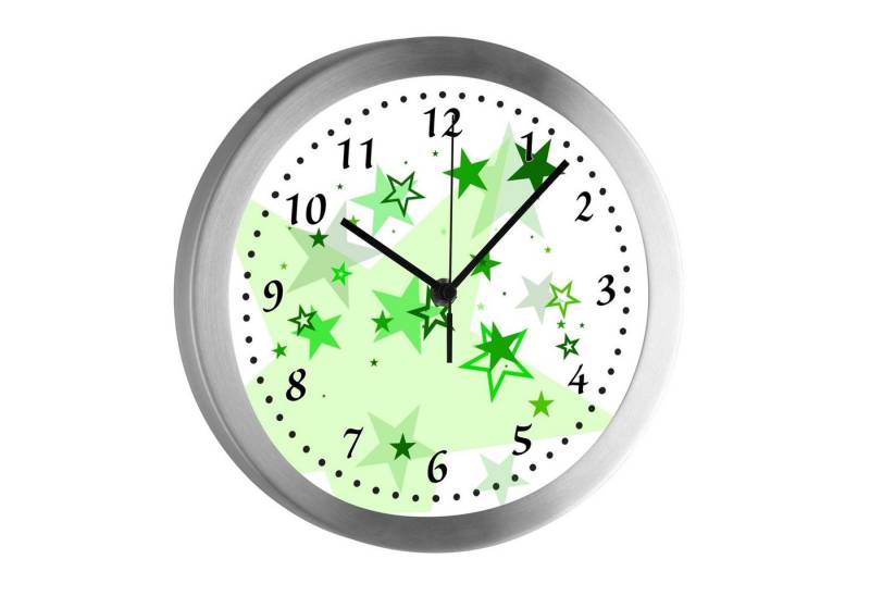 CreaDesign Funkwanduhr Funkuhr, Kinder Wanduhr, Kinderuhr, Kinderzimmer Sternenhimmel grün (geräuscharmes Uhrwerk) von CreaDesign