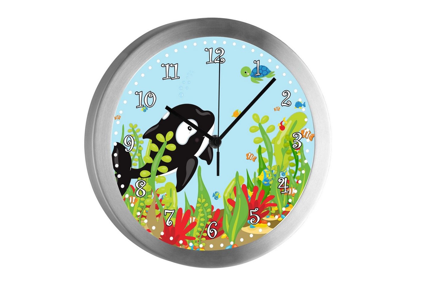 CreaDesign Funkwanduhr Funkuhr, Kinder Wanduhr, Kinderuhr, Kinderzimmer Unterwasserwelt (geräuscharmes Uhrwerk) von CreaDesign