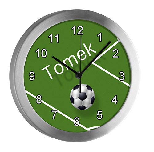 CreaDesign Kinder Funkwanduhr mit Name personalisiert, Kinderzimmer Funkuhr Analog und geräuscharm, Wanduhr Kind Fußball CreaDesign Kinder Funkwanduhr mit Name personalisiert, Kinderzimmer Funkuhr Analog und geräuscharm, Wanduhr Kind Fußball von CreaDesign