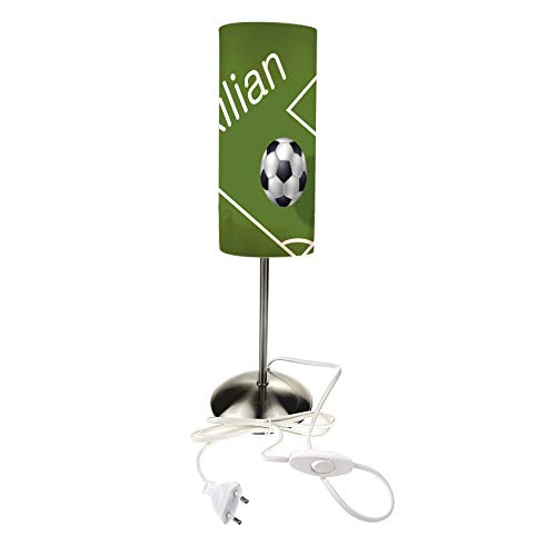 CreaDesign TI-1019 Fußball Nachttischlampe Kinderzimmer mit Namen, Kinder Tischlampe/Schlummerlicht mit Schalter für Steckdose, E14, 38 cm hoch von CreaDesign