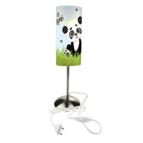 CreaDesign TI-1113 Panda Bär Nachttischlampe Kinderzimmer mit Namen, Kinder Tischlampe/Schlummerlicht mit Schalter für Steckdose, E14, 38 cm hoch von CreaDesign