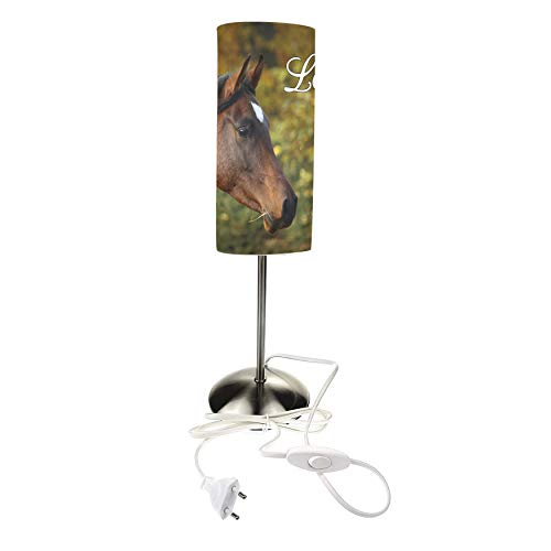 CreaDesign TI-1120 Pferd Nachttischlampe Kinderzimmer mit Namen, Kinder Tischlampe/Schlummerlicht mit Schalter für Steckdose, E14, 38 cm hoch von CreaDesign