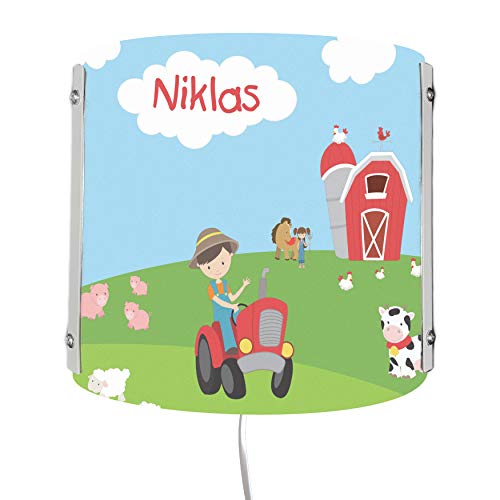 CreaDesign WA-1002, Bauernhof, Kinderzimmer Wandlampe personalisiert mit Namen, Nachtlicht/Schlummerlicht für Steckdose, E14, 22 x 22,5 x 8,5 cm von CreaDesign