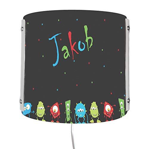 CreaDesign WA-1105, Monsterparade, Kinderzimmer Wandlampe personalisiert mit Namen, Nachtlicht/Schlummerlicht für Steckdose, E14, 22 x 22,5 x 8,5 cm von CreaDesign