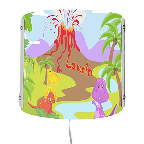 CreaDesign WA-1122, Dino, Kinderzimmer Wandlampe personalisiert mit Namen, Nachtlicht/Schlummerlicht für Steckdose, E14, 22 x 22,5 x 8,5 cm von CreaDesign