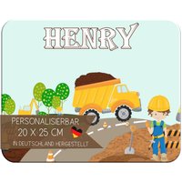 Frühstücksbrett Schneidebrett Brettchen Kunststoff Kinder Mit Namen Baustelle von CreaDesign
