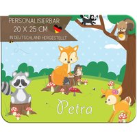Frühstücksbrett Schneidebrett Brettchen Kunststoff Kinder Mit Namen Waldtiere von CreaDesign
