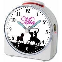 Kinder Funkwecker Weiß Motiv Cowboy Pferd Schwarz Pink Kinder Funkwecker Weiß Motiv Cowboy Pferd Schwarz Pink von CreaDesign