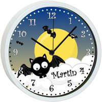 Kinder Wanduhr Mit Bunten Rahmen Motiv Fledermaus von CreaDesign