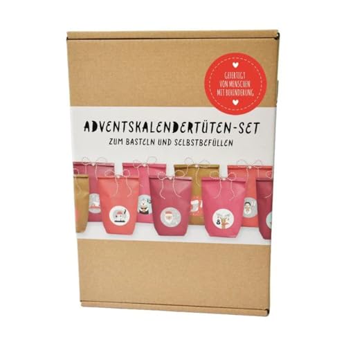 Wunderle Adventskalender DIY Set rot zum selbst gestalten, 24 Adventstüten, 1-24 Zahlen von CreaDesign