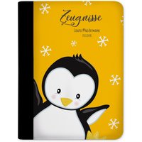Zeugnismappe Personalisiert Mit Namen Pinguin Gelb von CreaDesign