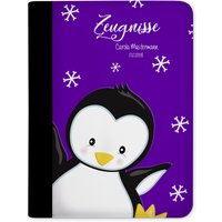 Zeugnismappe Personalisiert Mit Namen Pinguin Lila von CreaDesign