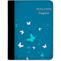 Zeugnismappe Personalisiert Mit Namen Schmetterling Ornamente Blau von CreaDesign