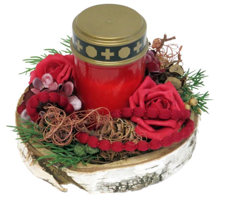 CreaFlor Home Dekokranz Grabschmuck, Handarbeit, Rot, Motiv: Grablicht von CreaFlor Home