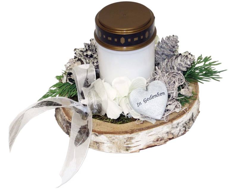 CreaFlor Home Dekokranz Grabschmuck, Handarbeit, Weiß, Motiv: Grablicht von CreaFlor Home