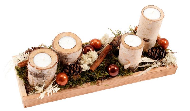 CreaFlor Home Kerzenhalter Adventsdeko, Handarbeit, Natur, Motiv: Weihnachtsdeko von CreaFlor Home