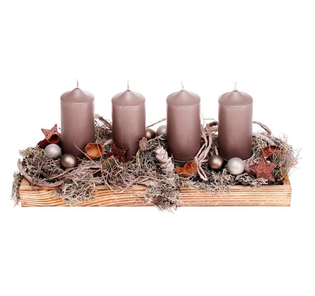 CreaFlor Home Stumpenkerze Adventsdeko, Handarbeit, Graubraun, Motiv: Adventskranz CreaFlor Home Stumpenkerze Adventsdeko, Handarbeit, Graubraun, Motiv: Adventskranz von CreaFlor Home