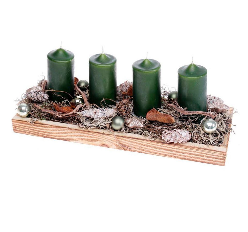 CreaFlor Home Stumpenkerze Adventsdeko, Handarbeit, Grün, Motiv: Adventskranz CreaFlor Home Stumpenkerze Adventsdeko, Handarbeit, Grün, Motiv: Adventskranz von CreaFlor Home