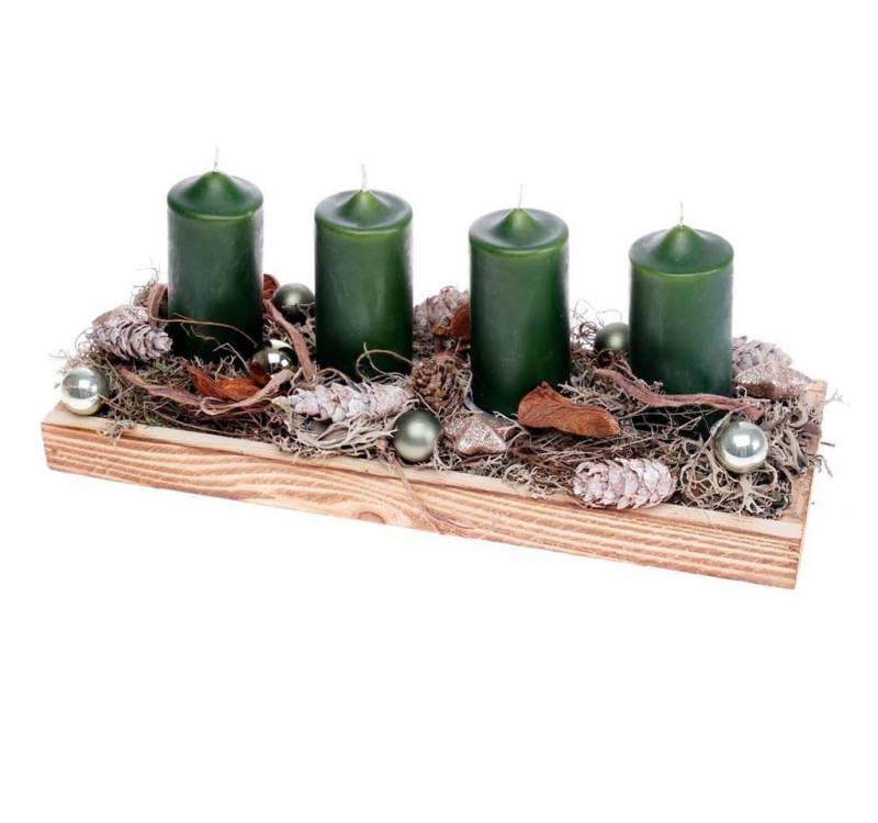 CreaFlor Home Stumpenkerze Adventsdeko, Handarbeit, Grün, Motiv: Adventskranz CreaFlor Home Stumpenkerze Adventsdeko, Handarbeit, Grün, Motiv: Adventskranz von CreaFlor Home