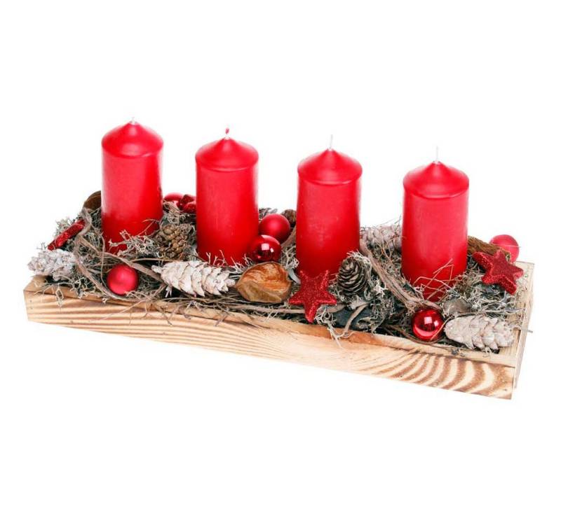 CreaFlor Home Stumpenkerze Adventsdeko, Handarbeit, rot, Motiv: Adventskranz CreaFlor Home Stumpenkerze Adventsdeko, Handarbeit, rot, Motiv: Adventskranz von CreaFlor Home