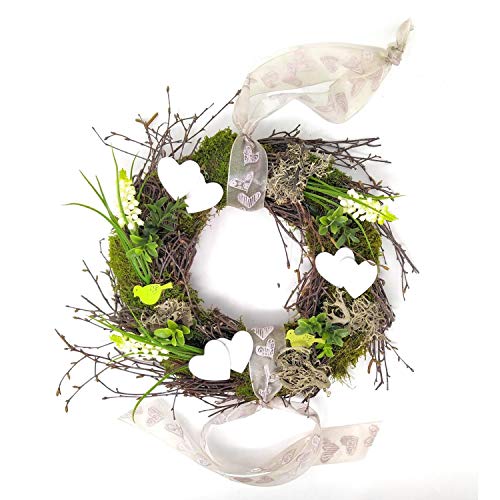 Türkranz Herzen Ø 30cm mit Muscari grün CreaFlor Home von CREAFLOR HOME