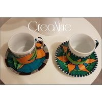 Wunderschönes Tassen - Set in Frühlings-Farben von CreaNineKunst