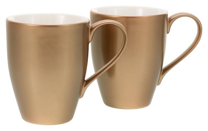 CreaTable Becher Golden Days Weiss Kaffeebecher 2-tlg, 2-tlg., Steinzeug von CreaTable