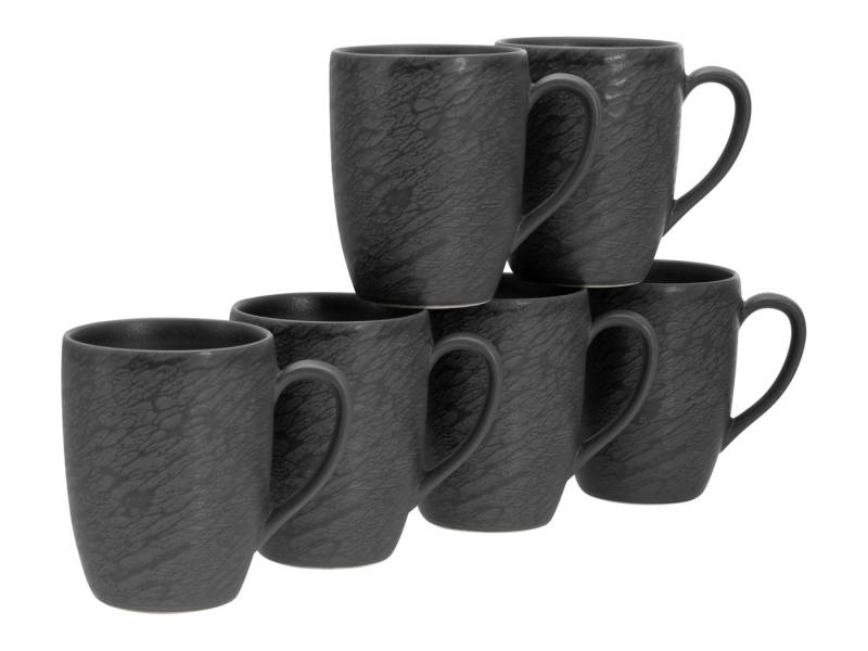CreaTable Becher Schiefer Schwarz Kaffeebecher 6-tlg, Steinzeug von CreaTable