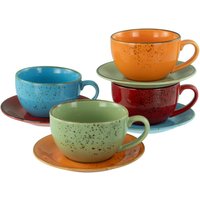 CreaTable Cappuccino-Set Nature Collection Mediterran bunt Steinzeug von CreaTable