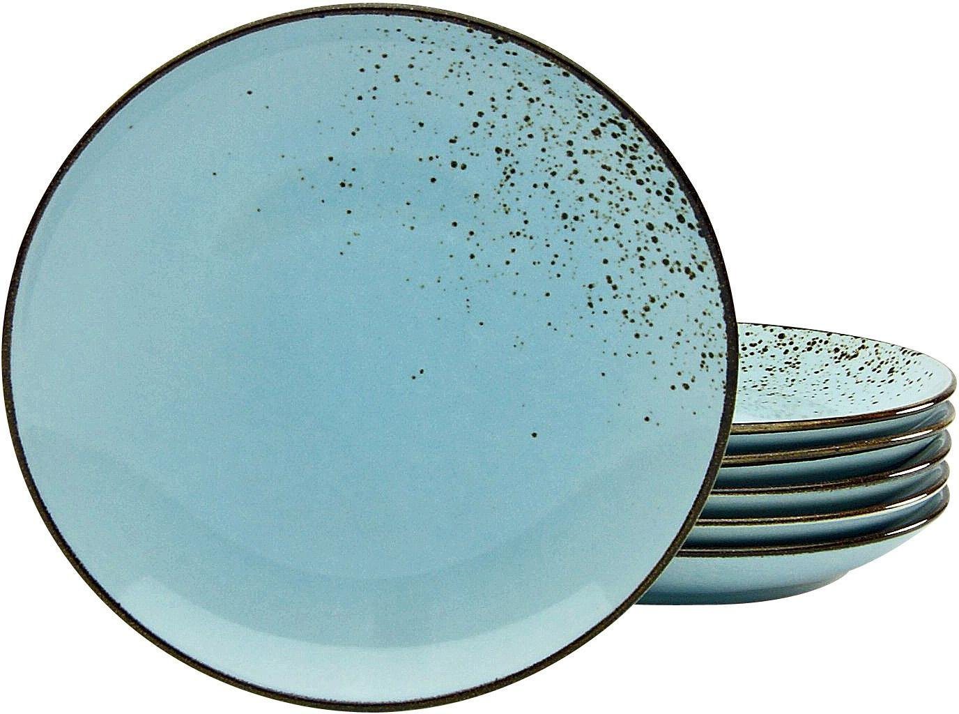 CreaTable Dessertteller Essteller NATURE COLLECTION, (6 St), Teller Set für 6 Personen, Ø 21 cm, Steinzeug von CreaTable