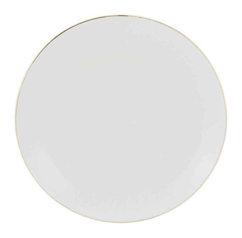 CreaTable Dessertteller INDUSTRIAL GOLD, Creme matt, Steinzeug, mikrowellengeeignet, mit goldfarbenem Rand von CreaTable