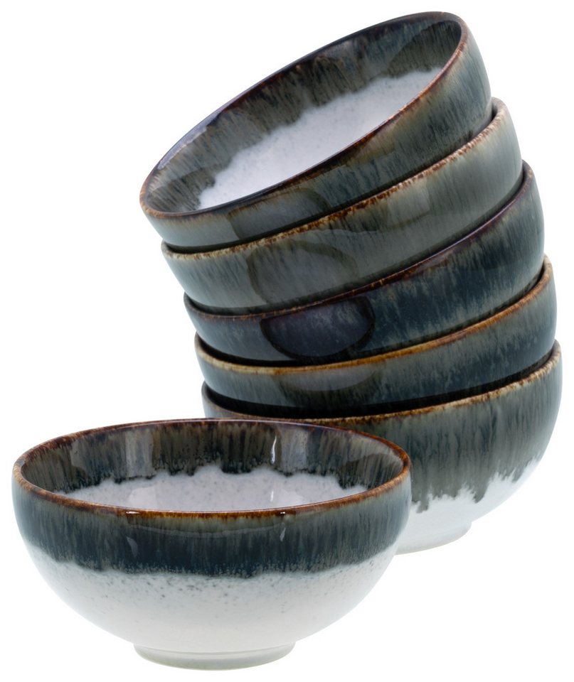 CreaTable Dipschale Cascade, Schale 6-tlg, Steinzeug, (Set, 6-tlg), Rekativglasur, Healthy Food von CreaTable