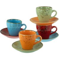 CreaTable Espresso-Set Nature Collection Mediterran bunt Steinzeug von CreaTable