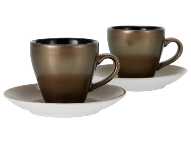 CreaTable Espressotasse Golden Days Schwarz Tassen Set 4-tlg, 4-tlg., Steinzeug CreaTable Espressotasse Golden Days Schwarz Tassen Set 4-tlg, 4-tlg., Steinzeug von CreaTable