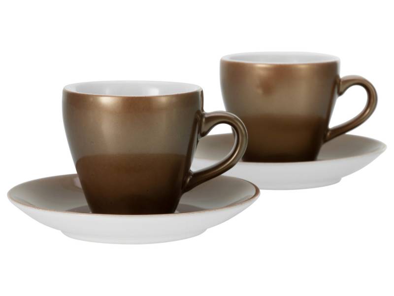 CreaTable Espressotasse Golden Days Weiss Tassen Set 4-tlg, 4-tlg., Steinzeug von CreaTable