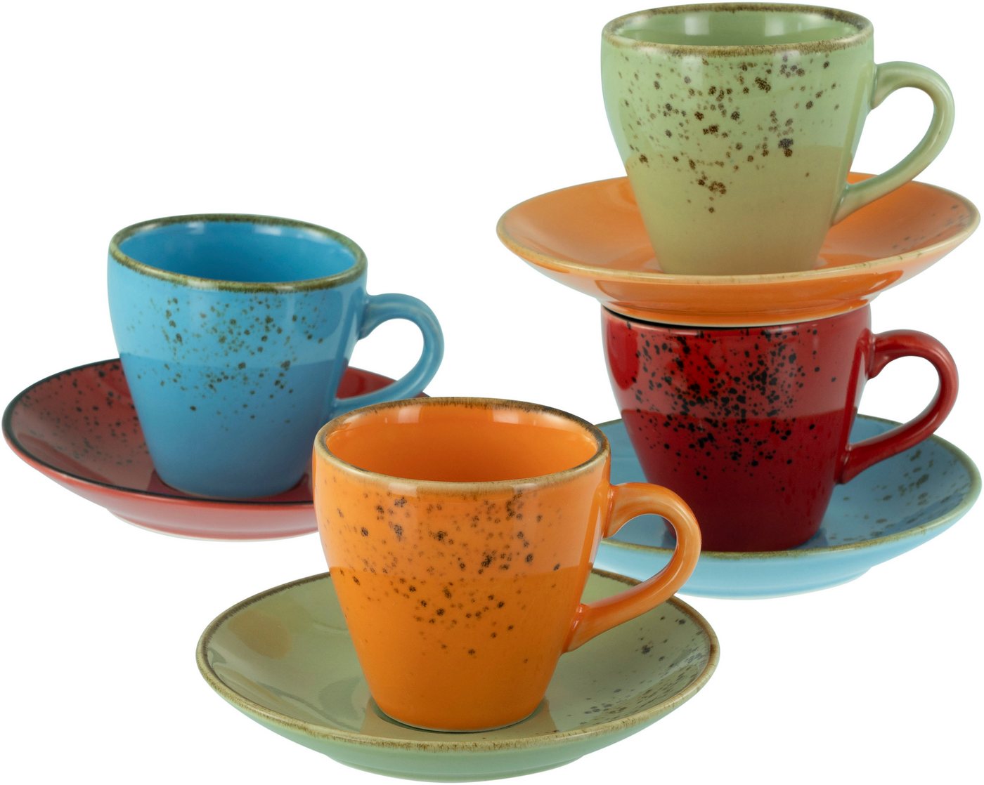 CreaTable Espressotasse Nature Collection Mediterran, Espresso-Set, 8-tlg., Steinzeug, Handwerklicher Look, Vintage CreaTable Espressotasse Nature Collection Mediterran, Espresso-Set, 8-tlg., Steinzeug, Handwerklicher Look, Vintage von CreaTable