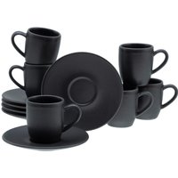 CreaTable Espressotassen-Set Soft Touch schwarz Steinzeug 12 tlg. von CreaTable