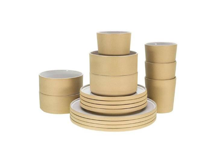 CreaTable Geschirr-Set 21532 (16-tlg), Steingut, Serie Futuro, 16-teiliges Kombiservice aus Steinzeug, weiß von CreaTable