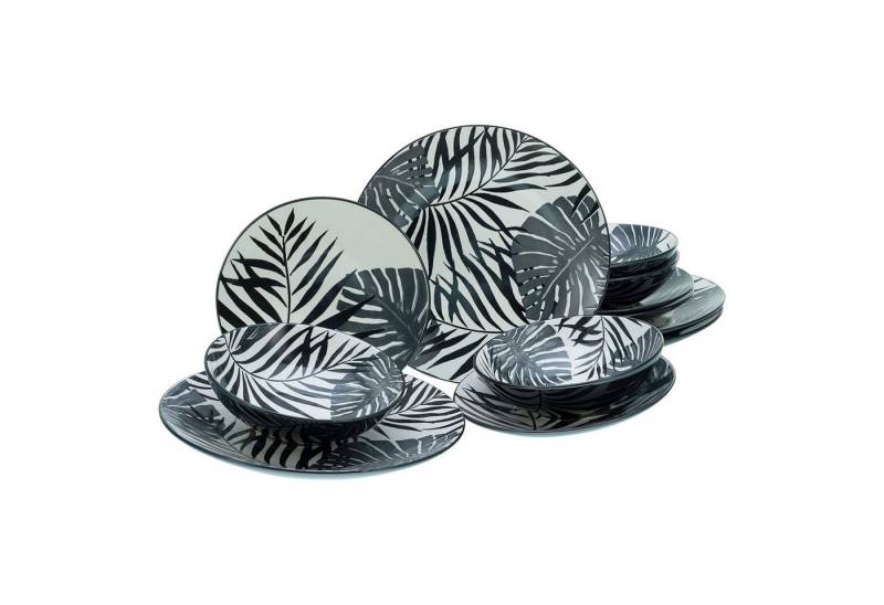 CreaTable Geschirr-Set TROPICANA, Hochwertiges Steinzeug aus Qualitätsproduktion in moderner Coupeform von CreaTable