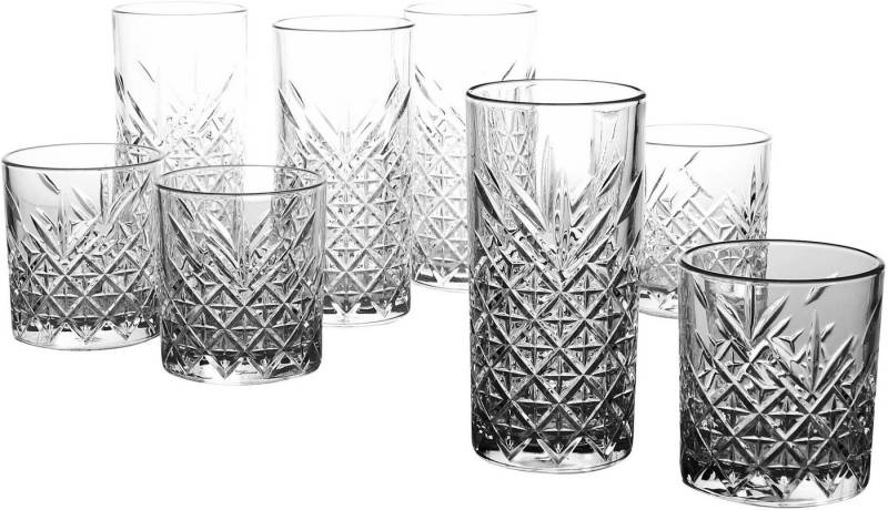 CreaTable Gläser-Set TIMELESS Trinkgläser, Glas, 4 Wassergläser, 4 Whiskygläser im Set von CreaTable